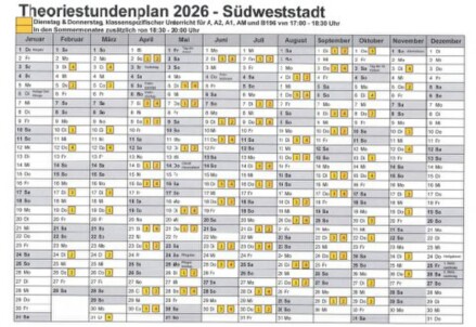 Theorieplan Fahrschule easy4rider Karlsruhe