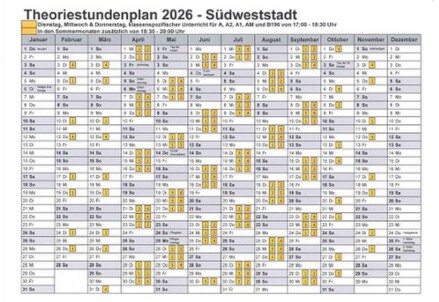 Theorieplan Fahrschule easy4rider Karlsruhe